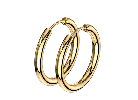 Teens' and Mothers'  Earrings:  Surgical Steel Gold IP Hoops 22mm