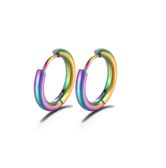 Children's, Teens and Mothers' Earrings:  Surgical Steel Rainbow Hoops 16mm