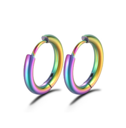 Children's, Teens' and Mothers' Earrings:  Surgical Steel Hoops - Rainbow - 18mm