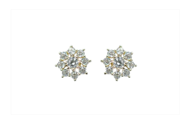 Children's, Teens' and Mothers' Earrings:  18k Gold over Sterling Silver Clear CZ Earrings with Push Backs with Gift Box