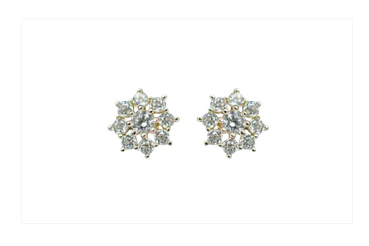 Children's, Teens' and Mothers' Earrings:  18k Gold over Sterling Silver Clear CZ Earrings with Push Backs with Gift Box