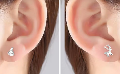 Children's and Teens' Earrings:  Polished Surgical Steel Christmas Earrings with Push Backs