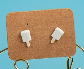 Children's Earrings:  Ceramic/Surgical Steel Lavender Iceblock Earrings