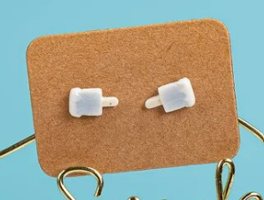 Children's Earrings:  Ceramic/Surgical Steel Lavender Iceblock Earrings