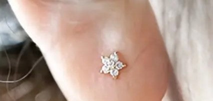 Children's Earrings:   14k Gold over Sterling Silver Star Shaped CZ Flowers with Push Backs