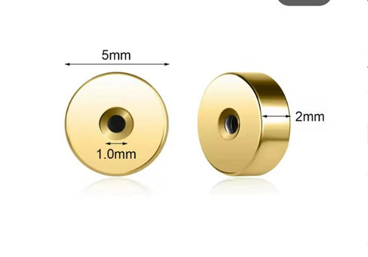 Baby and Children's Earrings - 1.0mm Surgical Steel Spare Flat Screw Backs with Gold IP - One Only