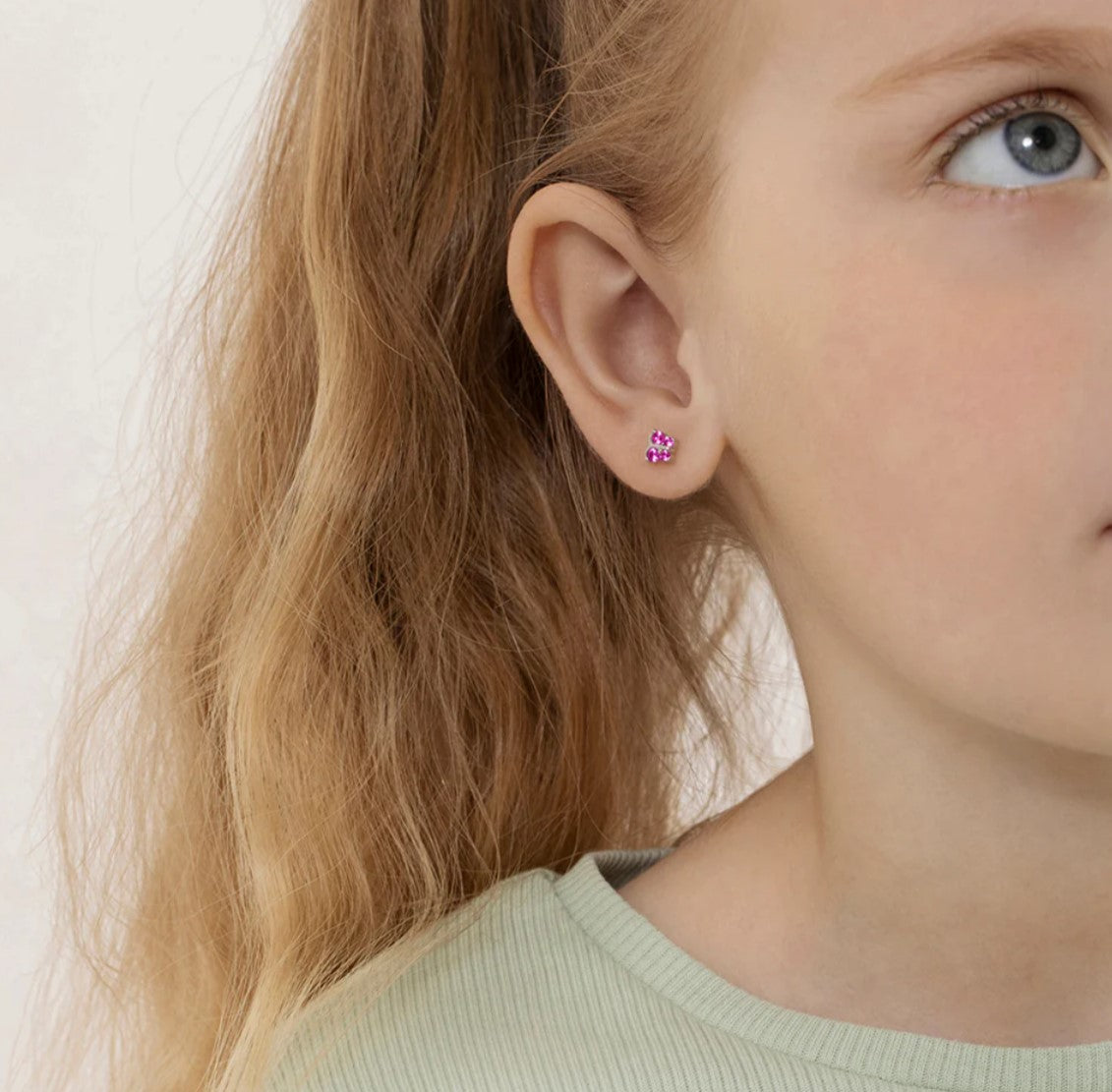 Baby and Children's Earrings:  Sterling Silver Ruby CZ Butterflies with Screw Backs and Gift Box