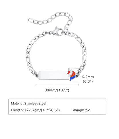 Baby and Children's Bracelets:  Surgical Steel Unicorn ID Bracelets for Boys or Girls