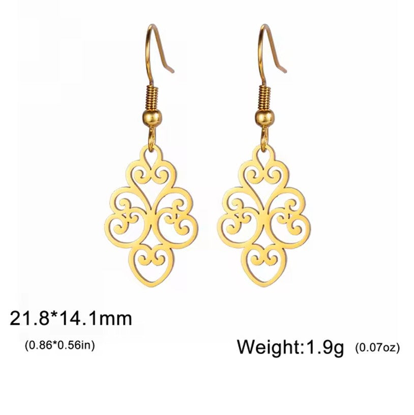 Teens' and Mothers' Earrings:  Surgical Steel, Festive, Gold IP Hook Earrings