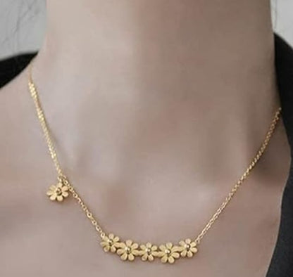 Children's, Teens' and Mothers' Necklaces:  Titanium with Rose Gold IP Daisy Necklace