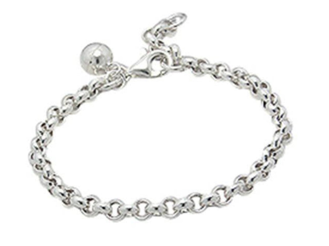 Baby Bracelets:  Sterling silver Chunkier Rolo Bracelets with Single Bell
