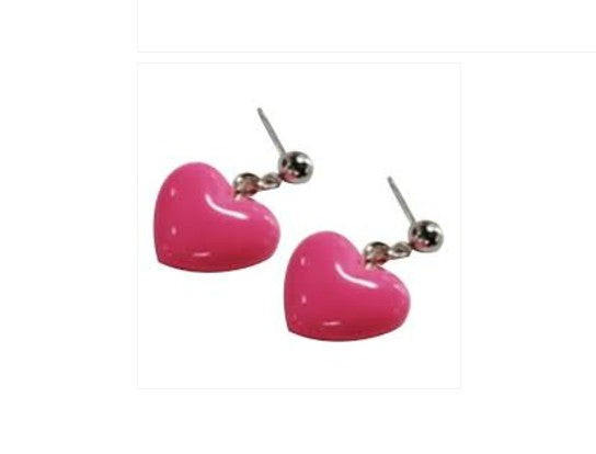 Children's Earrings:  Sterling Silver Pink Enamel Hearts