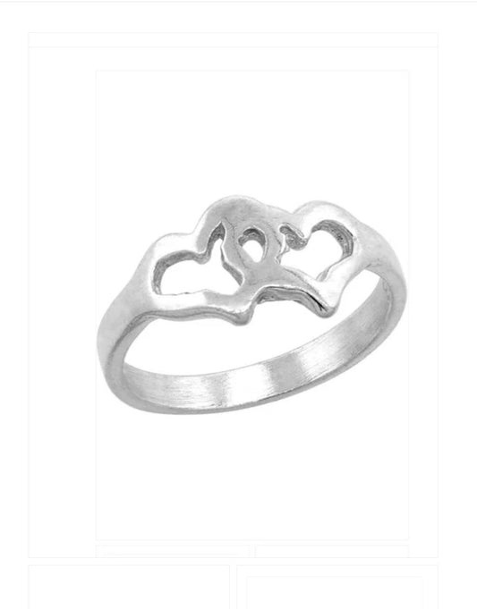 Baby and Children's Rings:  Sterling Silver Linked Heart Rings in sizes 1 - 4 - Price Reduced
