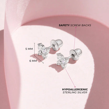 Butterfly earrings lifestyle shot - sterling silver screw backs for children