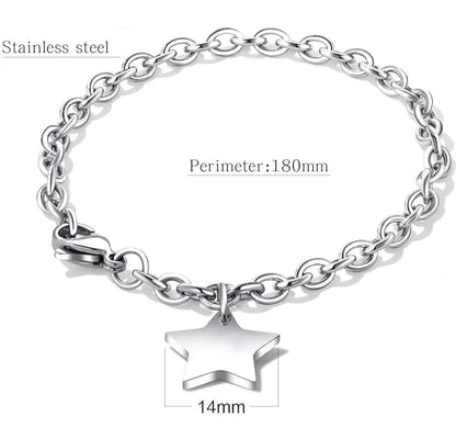 Children's bracelets: stainless steel star bracelet with adjustable links, perfect for kids and teens.