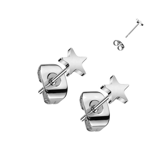 Baby Earrings:  Titanium (Implant Grade) Star Studs TITANIUM 6AL-4V-ELI ASTM F-136