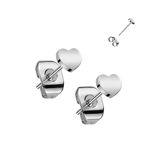 Baby Earrings:  Titanium (Implant Grade) Heart Studs TITANIUM 6AL-4V-ELI ASTM F-136