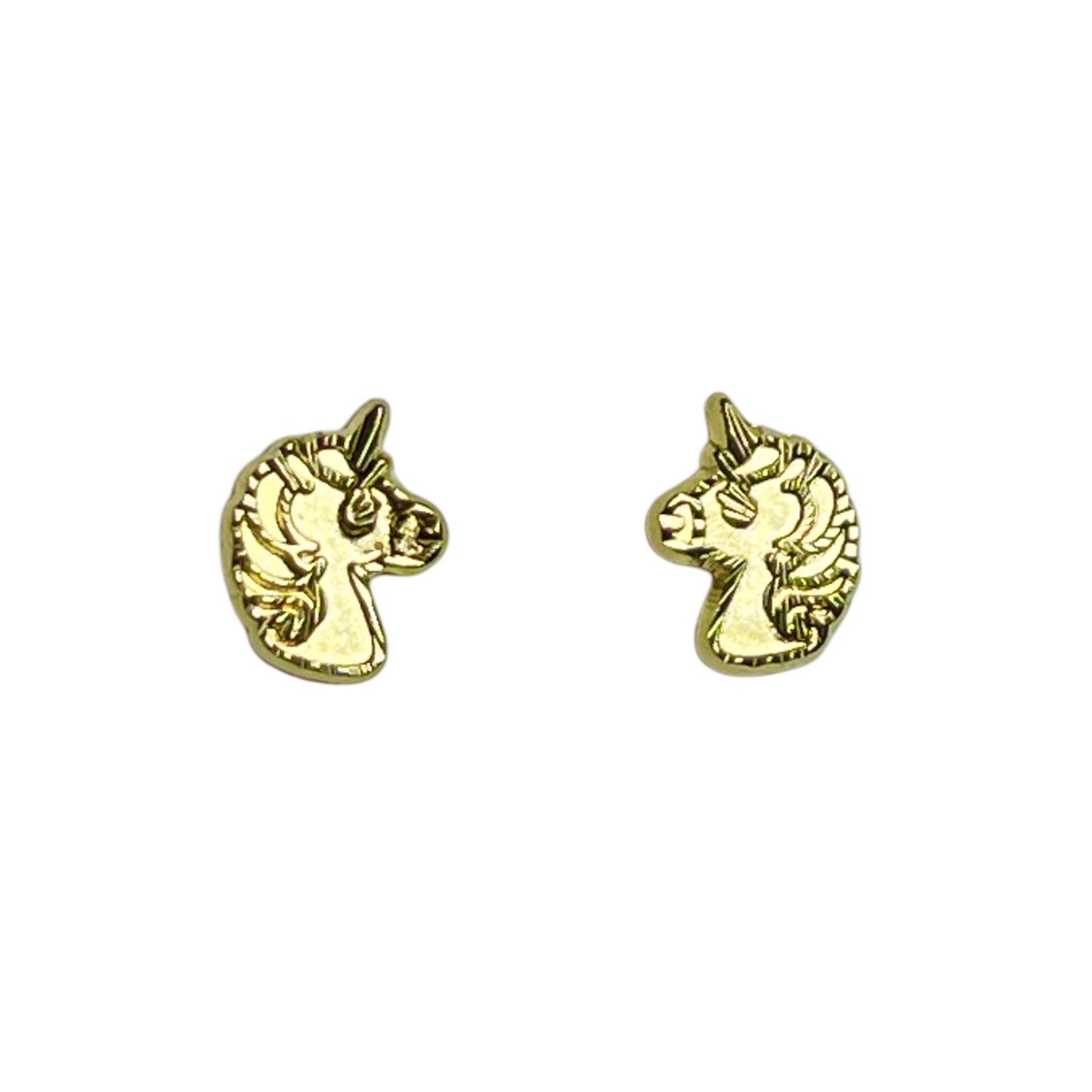Unicorn earrings - 14k solid gold unicorn screw back studs with charming design, perfect for kids aged 3 to 10.
