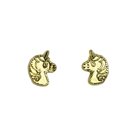 Unicorn earrings - 14k solid gold unicorn screw back studs with charming design, perfect for kids aged 3 to 10.