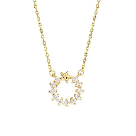 Children's, Teens' and Mothers' Necklaces:  14k Gold over Sterling silver, Wreath of Stars Necklace 42+3cm