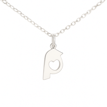 Children's necklaces featuring a sterling silver bird pendant with a heart cut-out on a delicate chain.