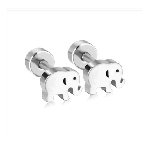 Children's Earrings:  Surgical Steel Baby Elephants with Screw Backs