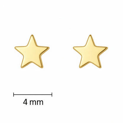 Children's earring set featuring 4mm gold star earrings, perfect for young jewelry enthusiasts.