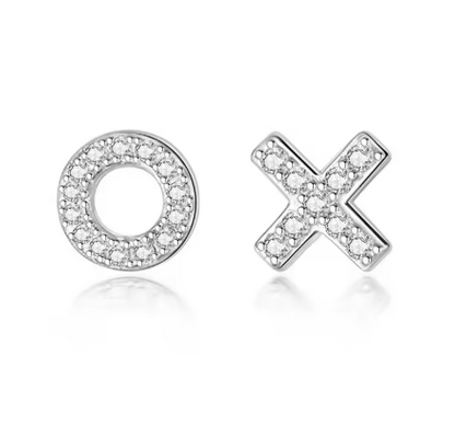 Children’s hugs and kisses stud earrings – sparkly X and O shapes