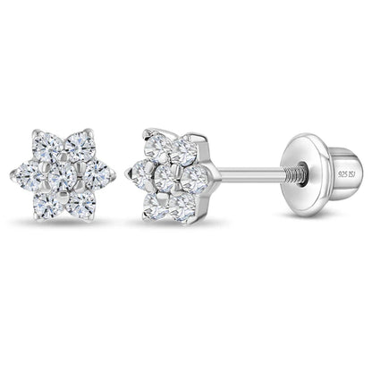 Multicolour CZ Flower Earrings - Sterling Silver Kids with sparkling designs, perfect for young girls.