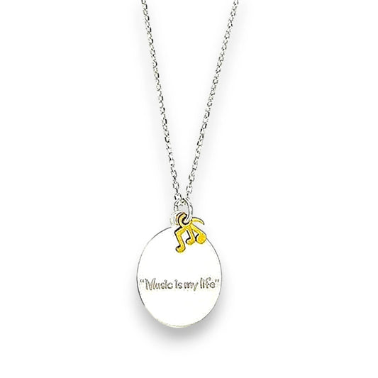 Children's Necklaces: Sterling Silver "Music Is My Life" Message Necklace