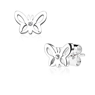 Children's Earrings:  Surgical Steel Butterfly Earrings with CZ