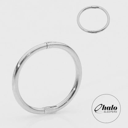 Children's Earrings – 925 Sterling Silver Halo Sleepers Hinged Hoop Earrings (10mm)