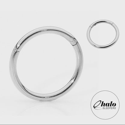 Children's Earrings – Yellow Gold Anodised G23 Titanium Polished 18G Halo Sleepers Hinged Hoop Earrings (10mm)