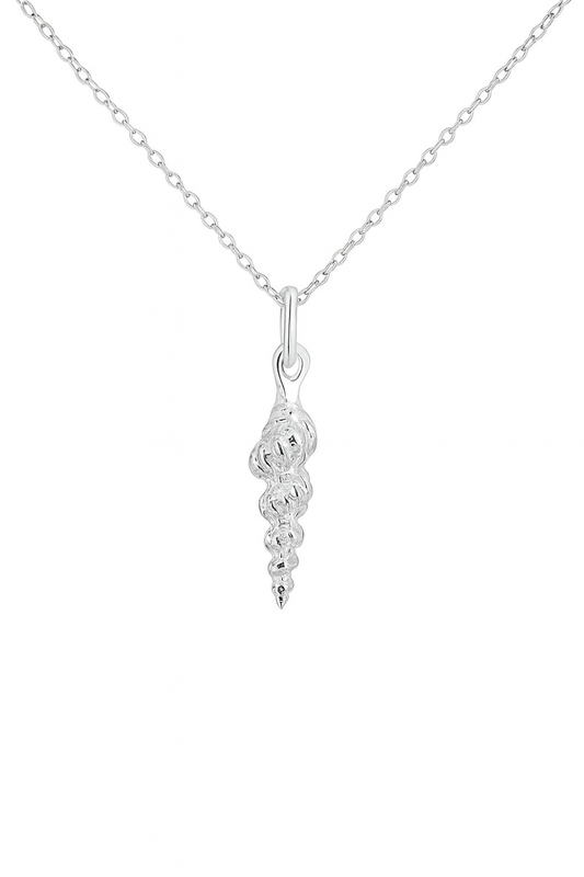 Shell necklace with a delicate spiral seashell pendant in 925 sterling silver, perfect for ocean-inspired elegance.