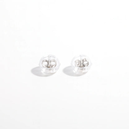 Sterling silver silicone earring backs – replacement safety stoppers pair for secure fit and comfort.