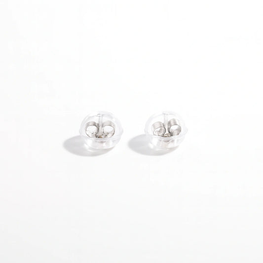 Sterling silver silicone earring backs – replacement safety stoppers pair for secure fit and comfort.