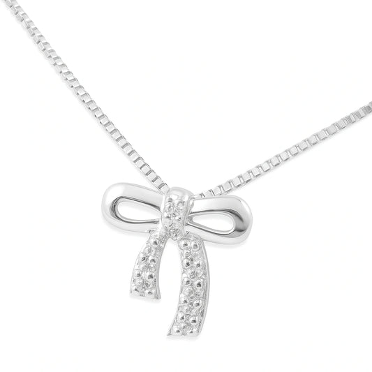 Children's Necklaces:  Sterling Silver, CZ Bow Necklaces