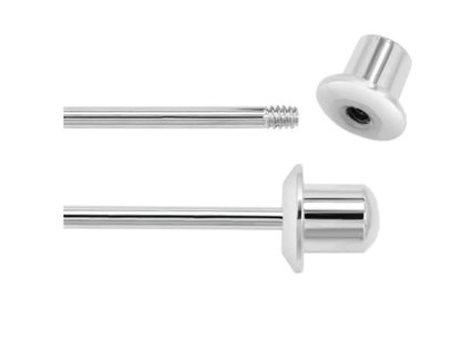 Two stud earring rods with a bell shaped screw backs on a white background