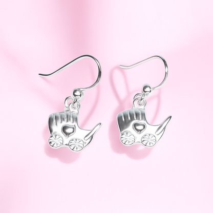 Mothers' Earrings:  Sterling Silver Baby Carriage Earrings