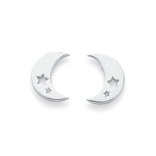 Children's and Teens' Earrings:  Surgical Steel Moon with Cut Out Stars Earrings