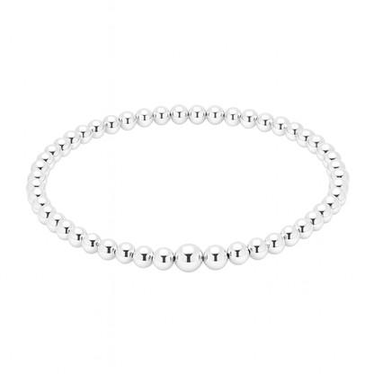 Silver beaded bracelet on a white background