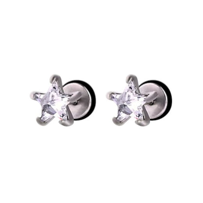 Pair of star-shaped earrings on a white background