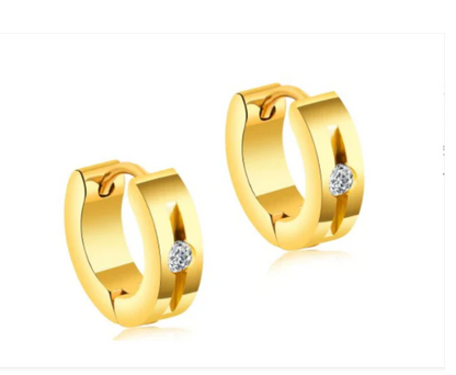 Children's, Teens' and Mother's Earrings:  Titanium with Gold IP Huggies with CZ