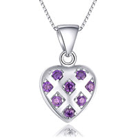Baby and Children's Necklaces:  Sterling Silver Amethyst CZ Heart Necklace on 14" Chain