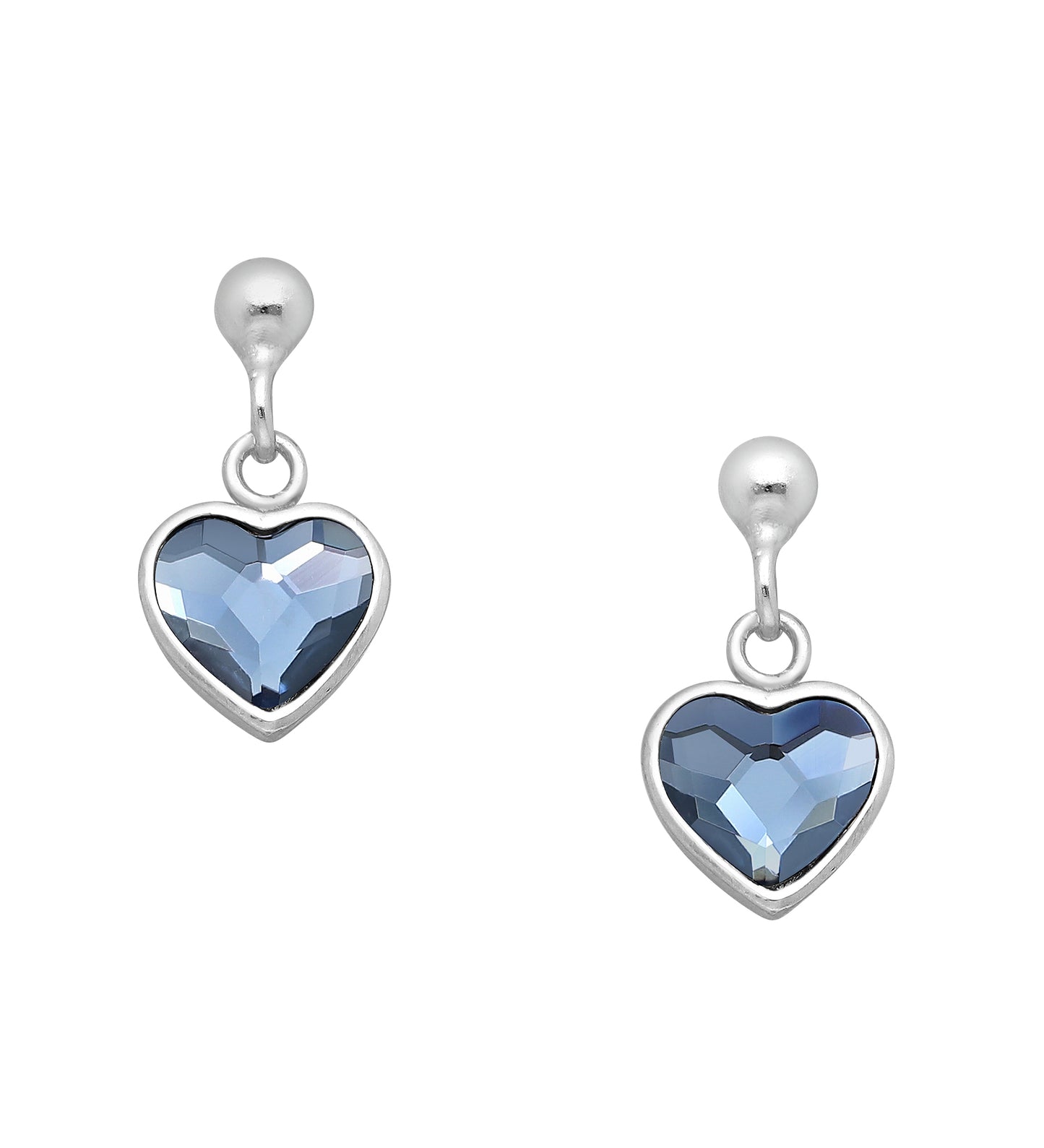 Children's Earrings:  Sterling Silver Swarovski Aurora Borealis Very Special Heart Earrings