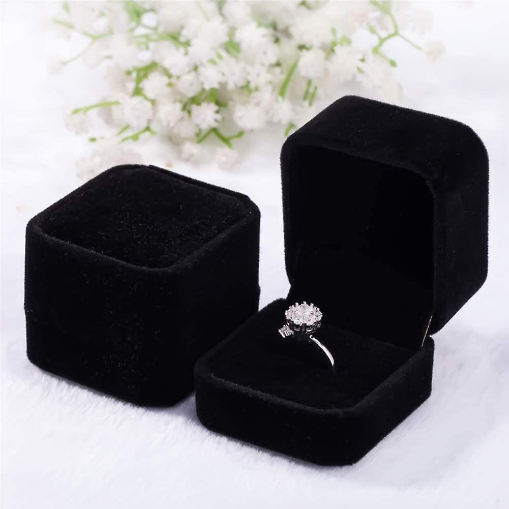 Gift Boxes:  Luxury Black Velvet Square Gift Boxes for Earrings and Rings