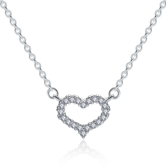 Children's, Teens' and Mothers' Necklaces:  Sterling Silver CZ Encrusted Open Hearts