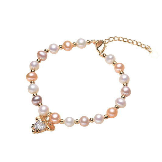 Children's Bracelets:  14k Gold over Sterling Silver AAA Freshwater Pearl Bracelets with Gift Box