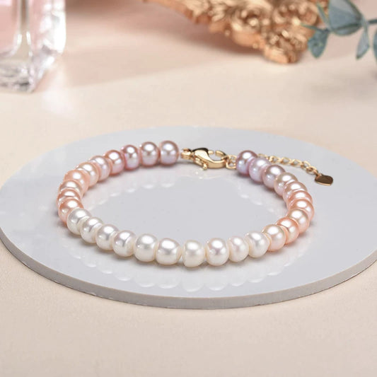 “Ava” Children's, Teens' and Mothers' Bracelets:  14k Gold over Sterling Silver, AAAA Freshwater Pearl Bracelets with Gift Box