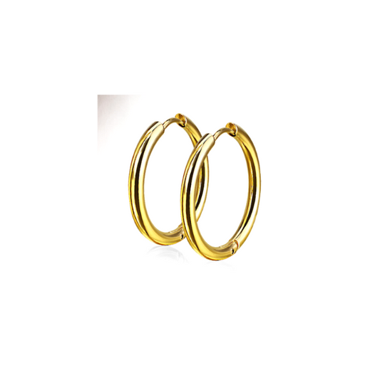 Children's Earrings:  Surgical Steel, Gold IP Hoops - 10mm